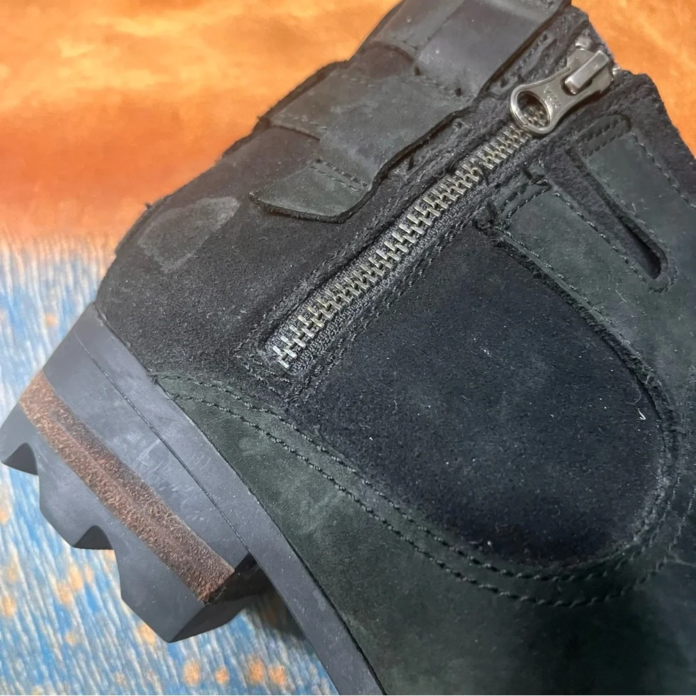 Sorel Lolla Black Leather Ankle Boots size 7